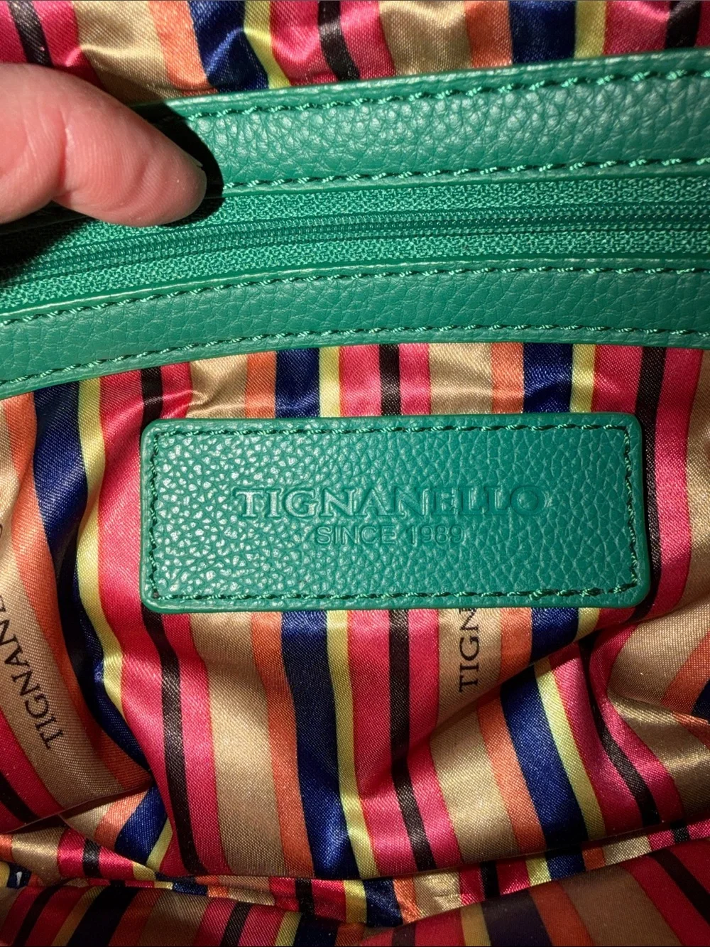 Tignanello Teal Green Pebbled Leather Dome Satchel Crossbody Bag Like New